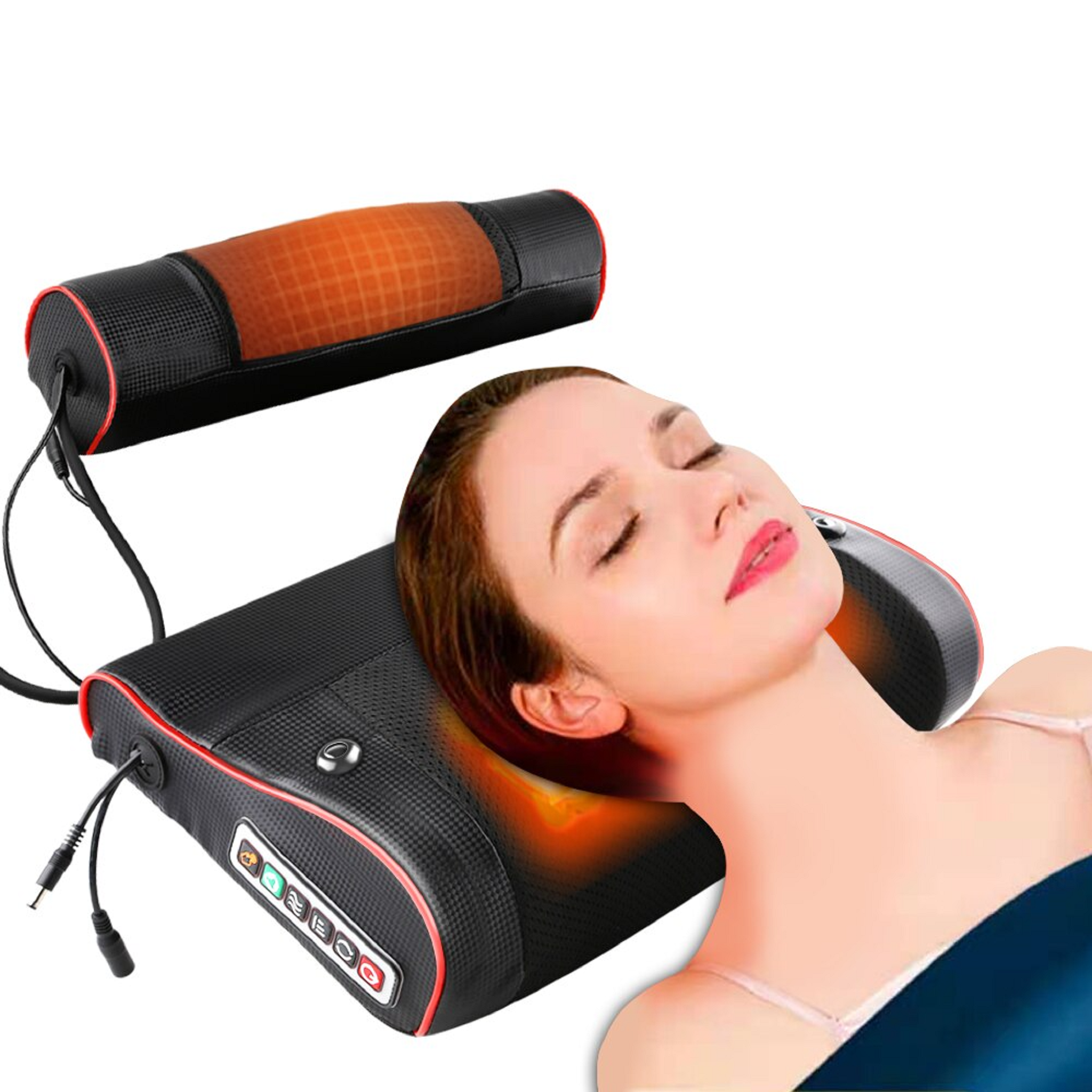 Electric back neck kneading infrared therapy shiatsu head massager