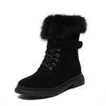 Suede leather women mid-calf fur warm boots