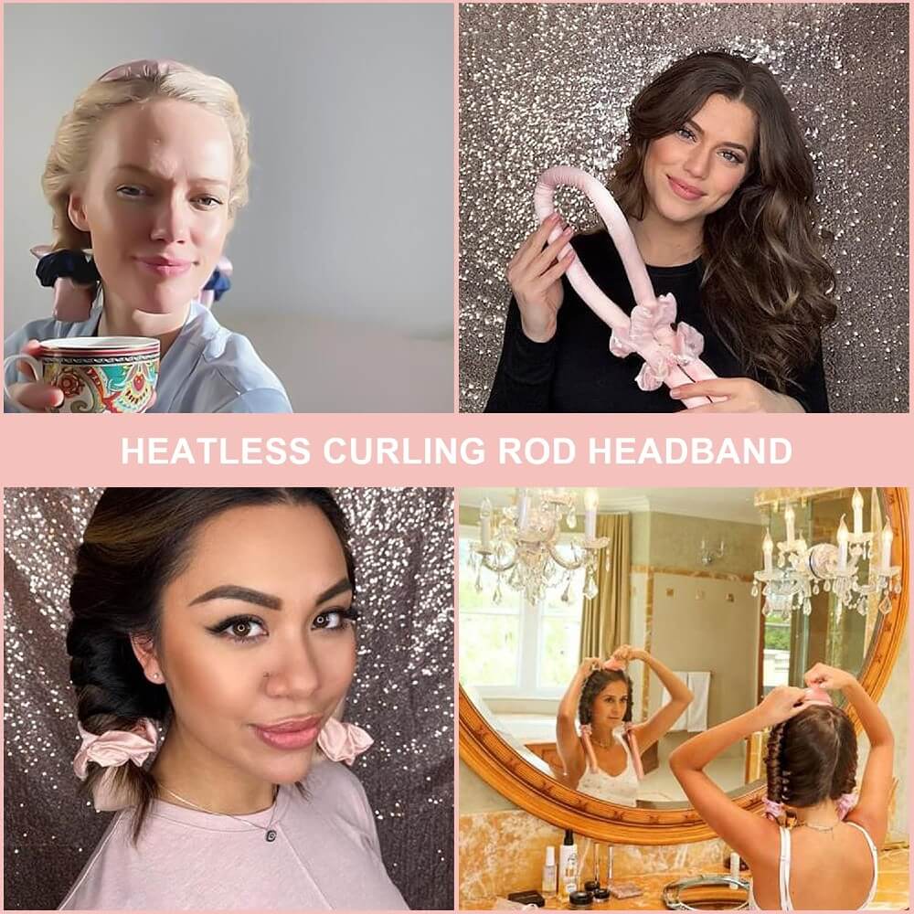 Heatless Curling Rod Headband No Heat Silk Ribbon Hair Roller Natural Soft Wave