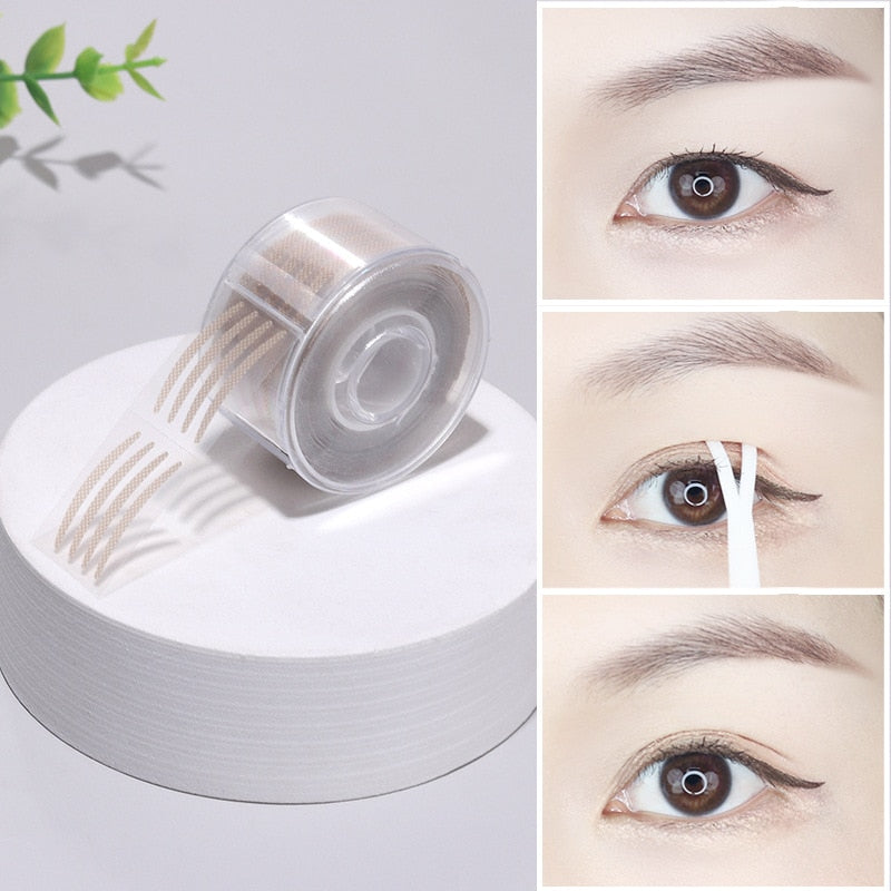 600pcs Eye Lift Strips Double Eyelid Tape Clear Gray Eyelid Stripe Big Eyes Invisible Double Fold Eyelid Sticker Makeup Tool