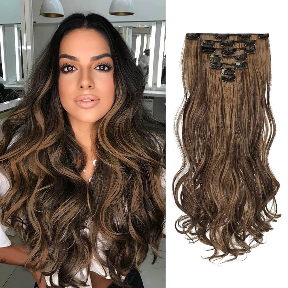 16 inch Clip in Hair Extensions Remy Human Hair Real Natural Body Wave Invisible 7 Pieces