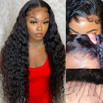 24 Inch Lace Front Wigs Real Wave Human Hair 13x4 Lace Frontal Wig Pre Plucked Brazilian Natural Colour