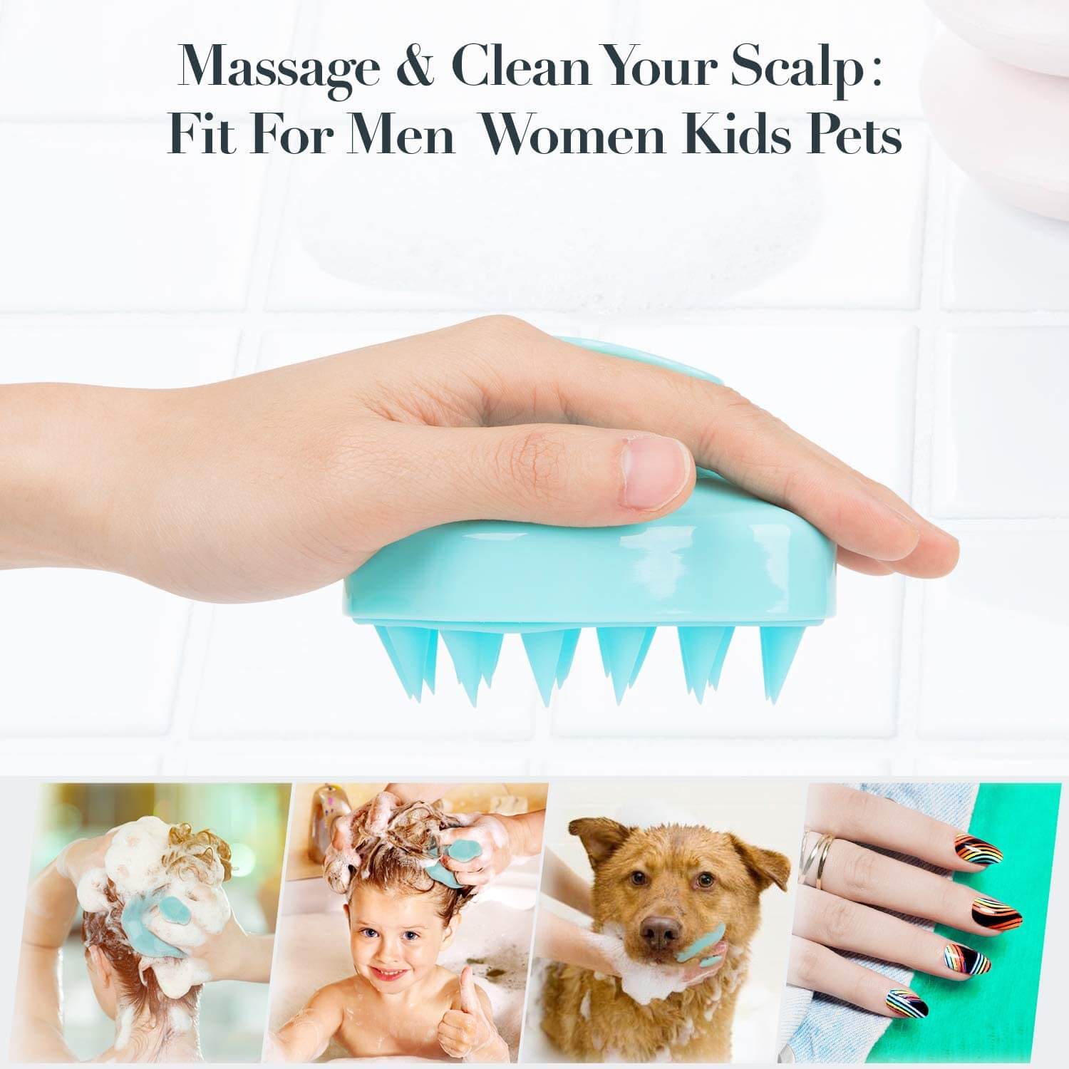 Scalp Massager Shampoo Brush Hair Scrub Reduce Dandruff Grow Hair Fast