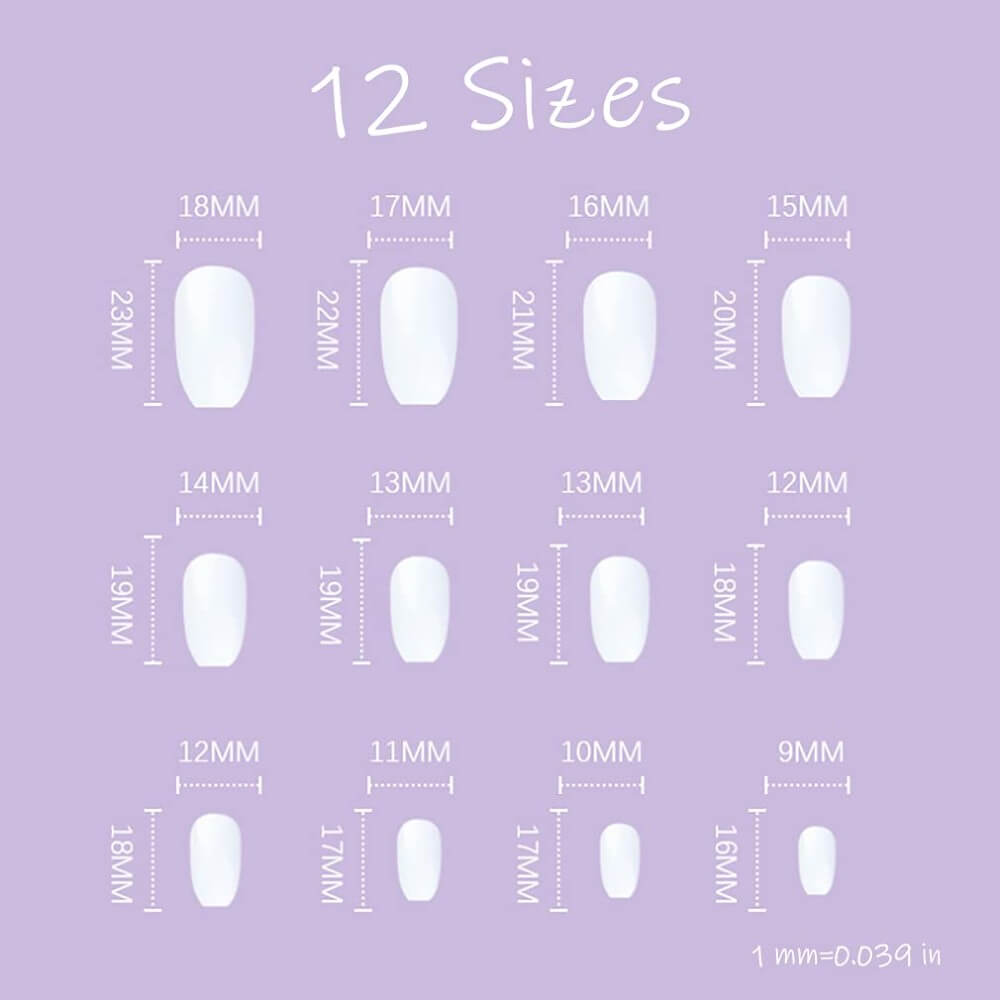24 Pieces Glossy Press on False Nails Medium Fake Nails Glue for Women and Girls